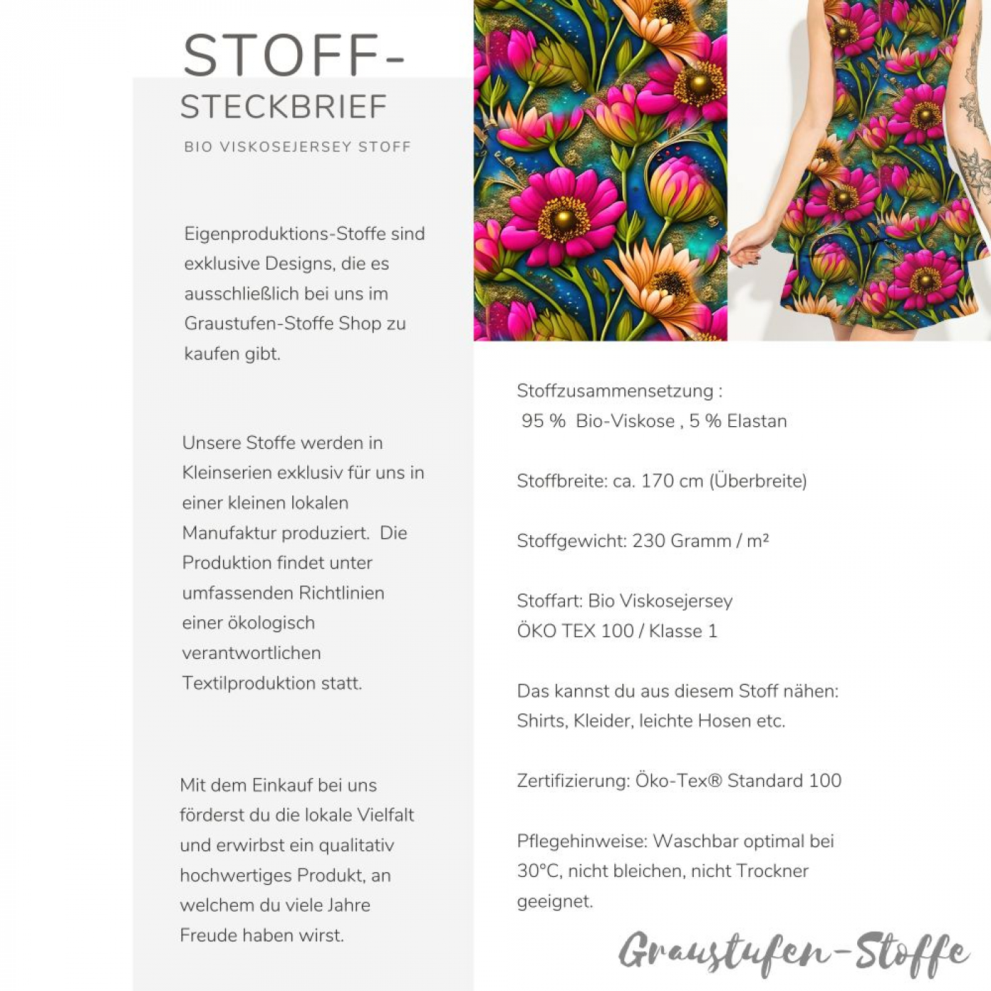 Viskosejersey Eigenproduktion "Garden Eden" - von Graustufen-Stoffe